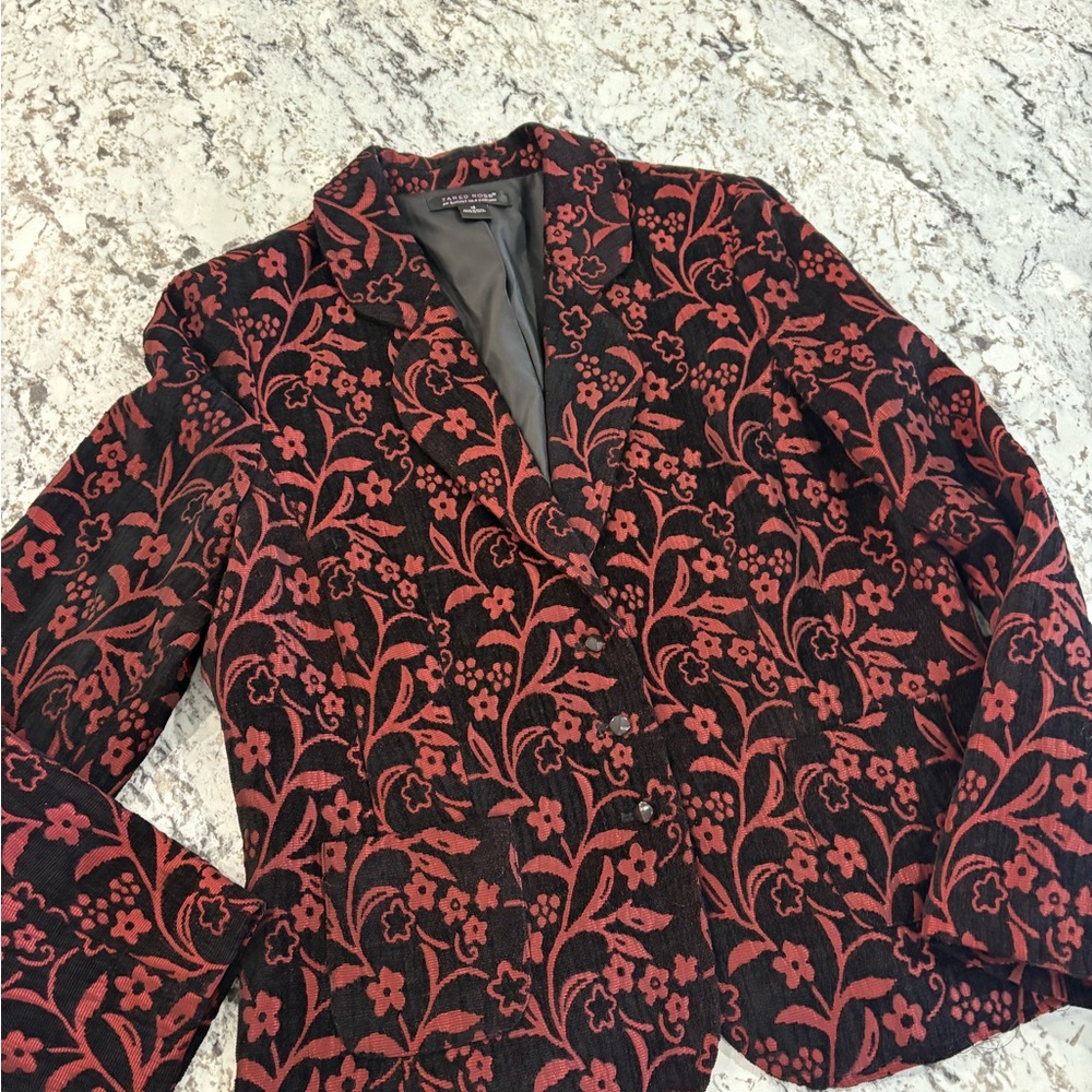 Floral Black and Red Blazer